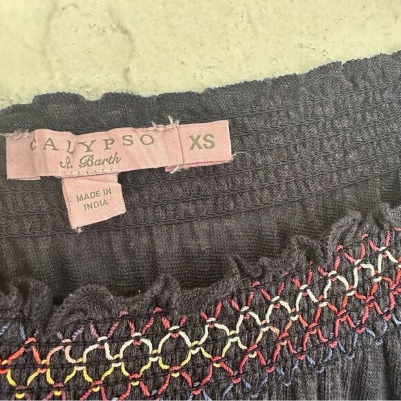 CALYSO ST.BARTHE‎ Linen Dunlu Tee Size XS Sleeveless Fringe Boho Lagenlook Beach - Picture 4 of 7